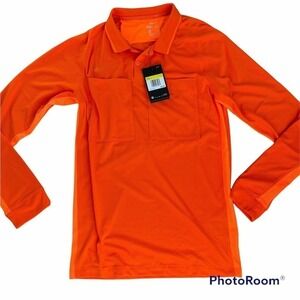 NIKE Mens Small Neon Orange Dri-FIT Perforated Long Sleeve Soccer Referee Jersey